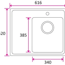 Keittiöallas Stala ONE-TDL34, 520 x 616 mm, rst