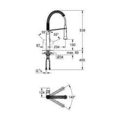 Keittiöhana Grohe K7, Professional-suutin, kromi (31379000)