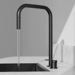 Keittiöhana Scandtap Steel Harmonized K2P Square Shadow, ulosvedettävä juoksuputki, musta