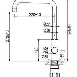 Keittiöhana Scandtap Steel Mood Coal D, APK-liitäntä, mattamusta
