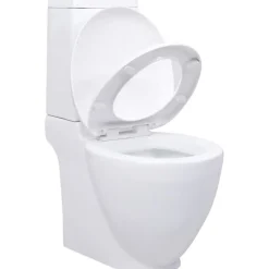 Keraaminen WC-istuin pyöreä veden virtaus takaa valkoinen