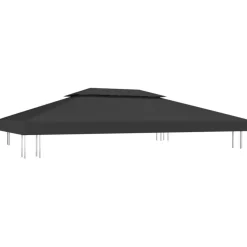 2-kerroksinen huvimajan katto 310 g/mâ² 4x3 m musta