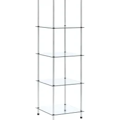 5-kerroksinen hylly läpinäkyvä 40x40x130 cm karkaistu lasi
