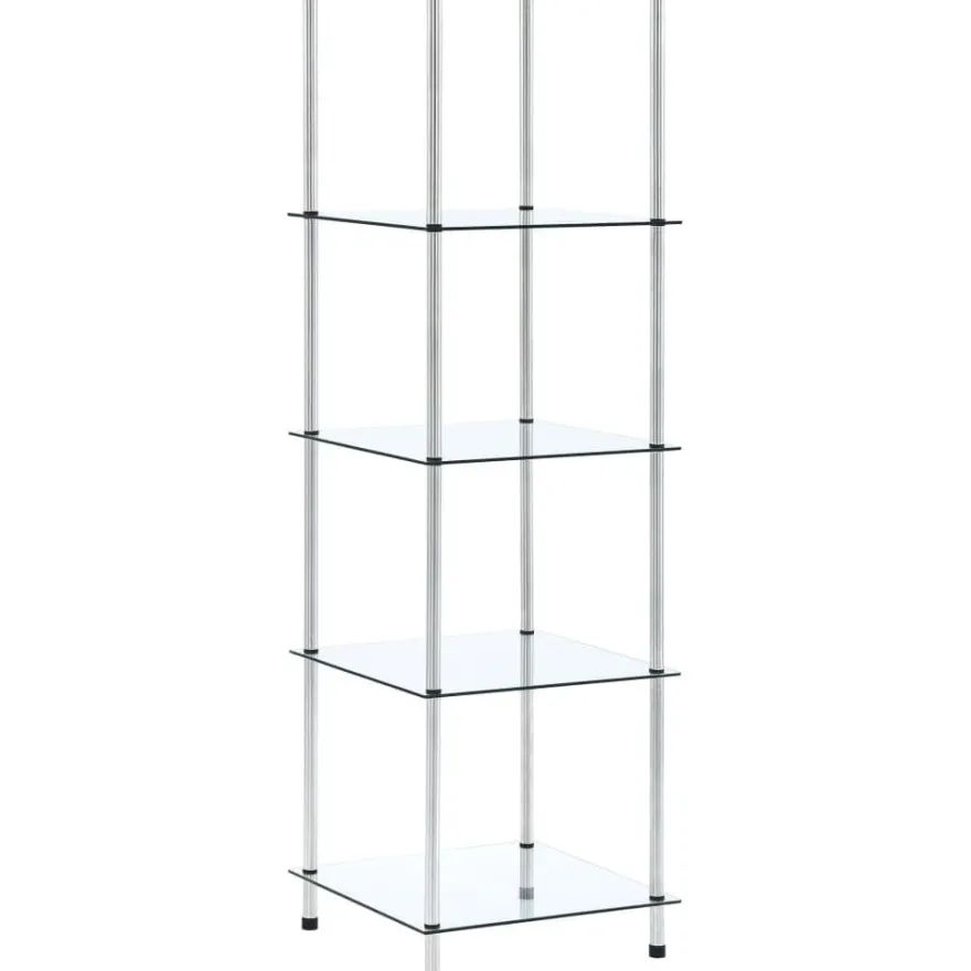 5-kerroksinen hylly läpinäkyvä 40x40x130 cm karkaistu lasi
