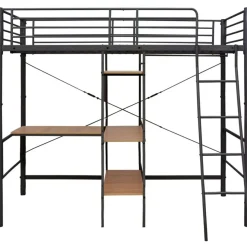Kerrossänky pöydän rungolla harmaa metalli 90x200 cm