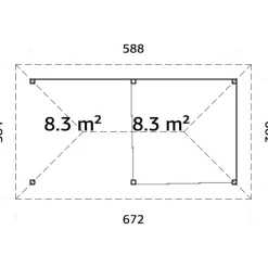 Kesähuone Palmako Bianca Set 205, sis.liukuovet 16,6 m²