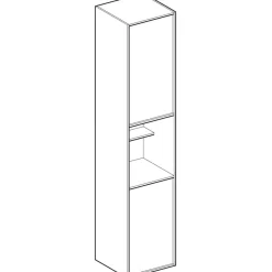 Korkea kaappi IDO Sense Art, 1725x366mm, kaksi ovea ja avohylly, pähkinäpuu