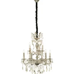Kristallikruunu Aneta Lighting Allington, Ø60cm, 9-osainen, antiikkihopea
