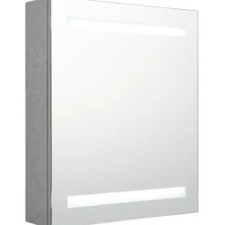 Kylpyhuoneen LED-peilikaappi, betoninharmaa, 50x14x60cm