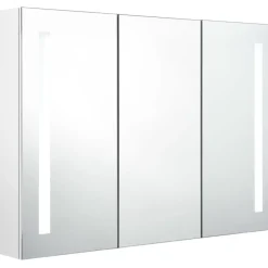 Kylpyhuoneen LED-peilikaappi, 89x14x62cm, kiiltävä valkoinen