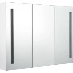 Kylpyhuoneen LED-peilikaappi, 89x14x62cm, kiiltävä valkoinen