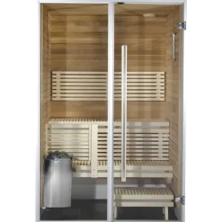 Kylpyhuonesauna Sirius Formula, 1200x1240, eri materiaaleja