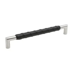 Lankavedin Beslag Design Norma, 12 140x12x32 mm, cc 128 mm, ruostumaton teräs, musta nahka