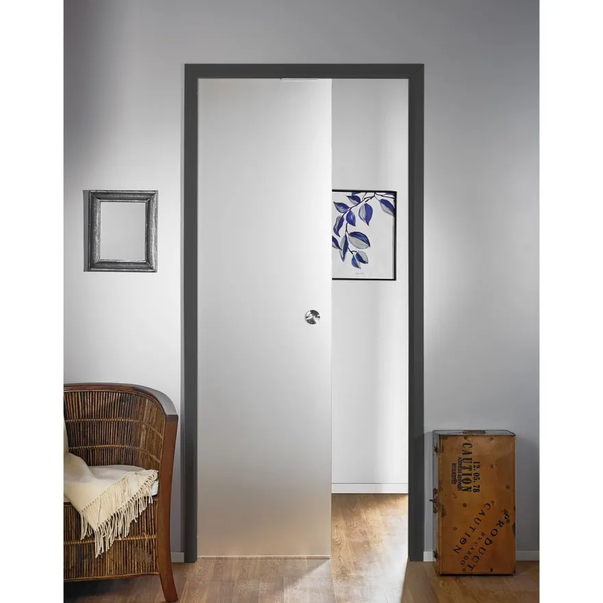 Lasiliukuovi Stella Pocket Door M10, hidastimella, 1025x2040mm, musta karmi