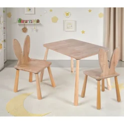 Lasten pöytä + 2 tuolia Linento Furniture BLTYZ-AKTV059-1, 45x60cm, ruskea