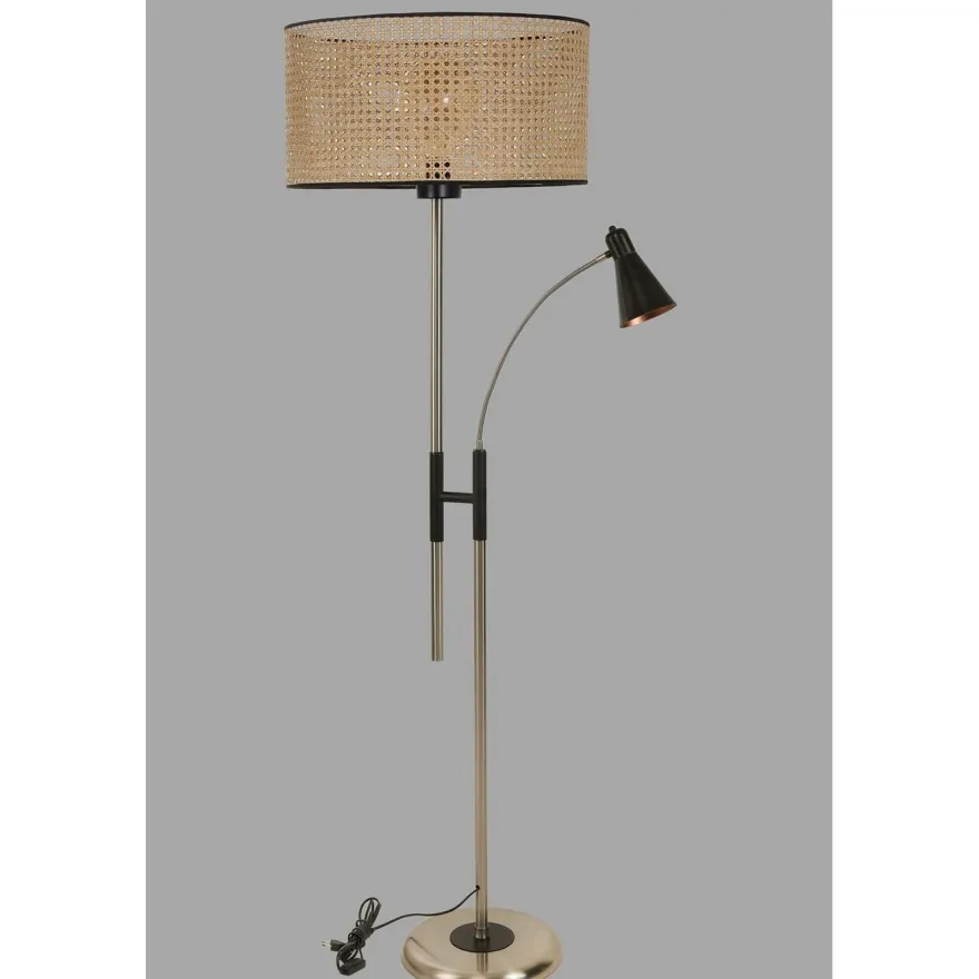 Lattiavalaisin Linento Lighting Forza, 165cm, lukuvalolla, kromi/beige