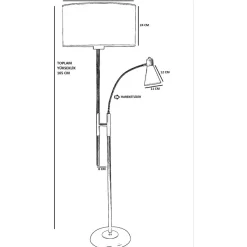 Lattiavalaisin Linento Lighting Forza, 165cm, lukuvalolla, kromi/beige