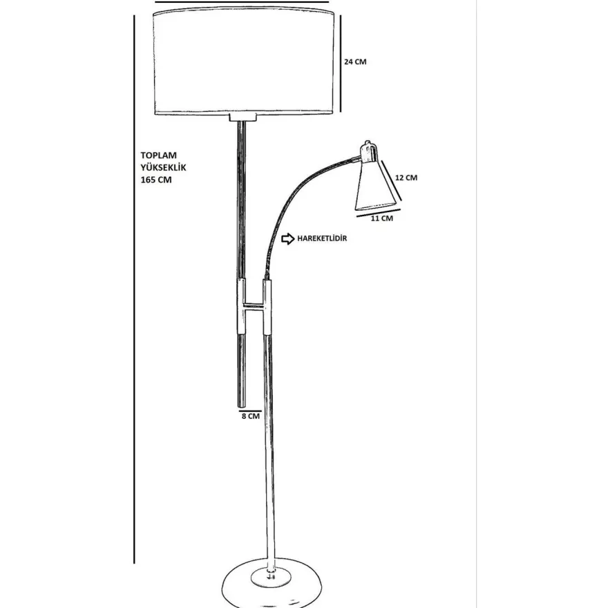 Lattiavalaisin Linento Lighting Forza, 165cm, lukuvalolla, kromi/beige