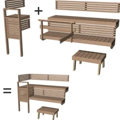 Laudepaketti Formula 22, 2200/450mm, kulmalaude, tervaleppä