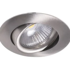 LED-alasvalo Airam Compact, Ø80x39mm, IP44, 5W/840, himmennettävä, suunnattava, satiini nikkeli