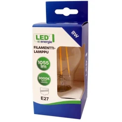 LED-filamenttilamppu LED Energie, A60/E27, 8W, 1055lm, 3000K
