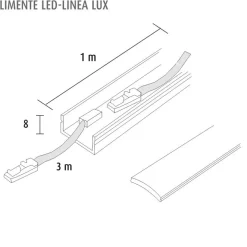 LED-kalustevalaisin Limente LED-Linea, 20 Lux, 2000x17x8 mm, 4000K