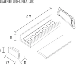 LED-kalustevalaisin Limente LED-Linea, 20 Lux, 2000x17x8 mm, 4000K