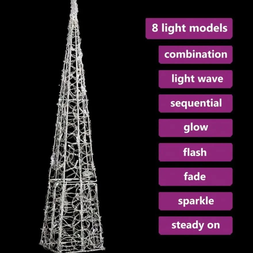 LED-koristevalokartio, akryyli, eri kokoja ja värejä