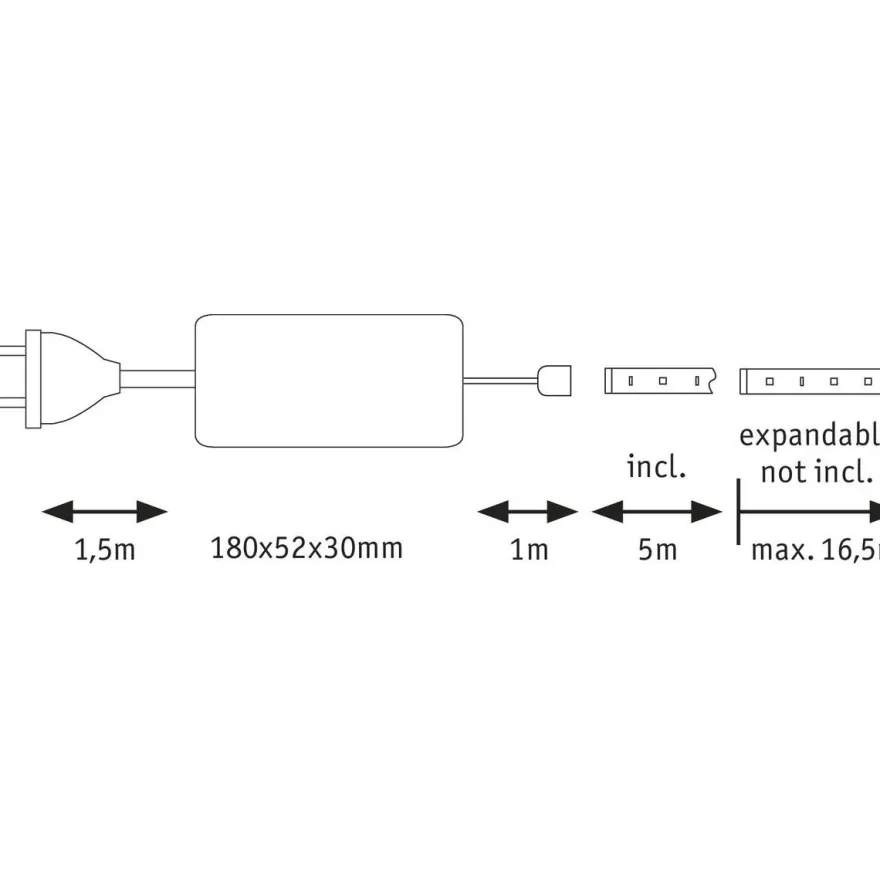 LED-Nauhasetti muuntajalla Paulmann Max 500 Basic Set, 2700K, eri kokoja