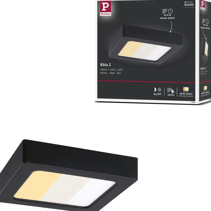 LED-paneeli Paulmann Abia 2 White Select hämäräohjatulla liiketunnistimella 2700-4000K, eri vaihtoehtoja