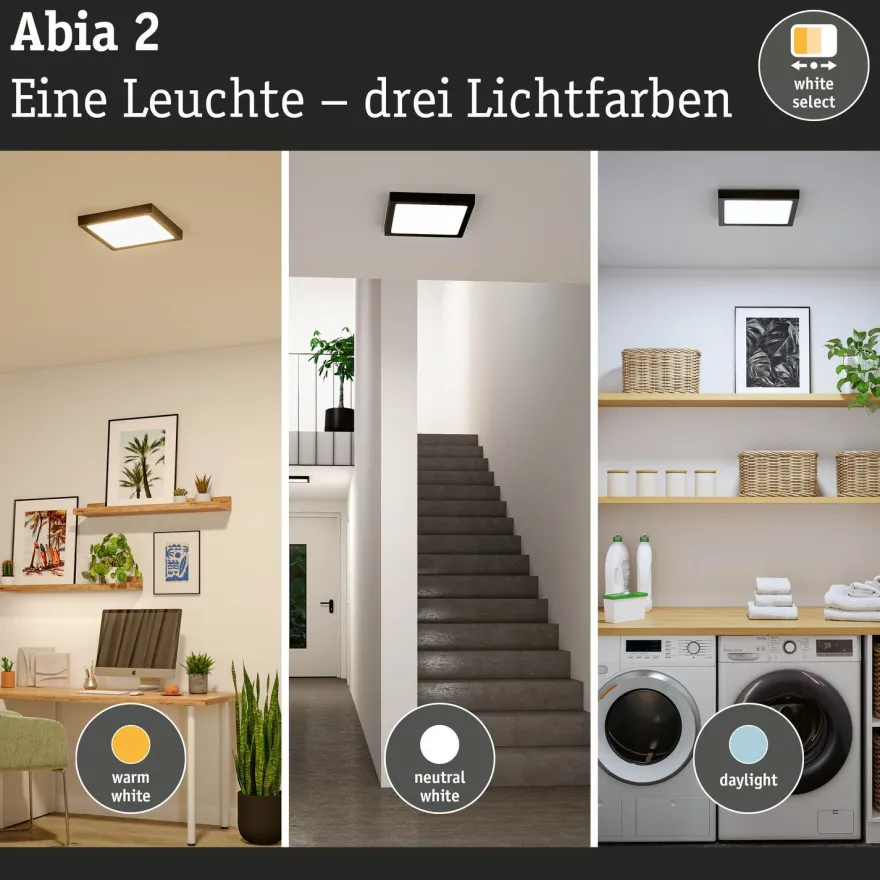 LED-paneeli Paulmann Abia 2 White Select hämäräohjatulla liiketunnistimella 2700-4000K, eri vaihtoehtoja