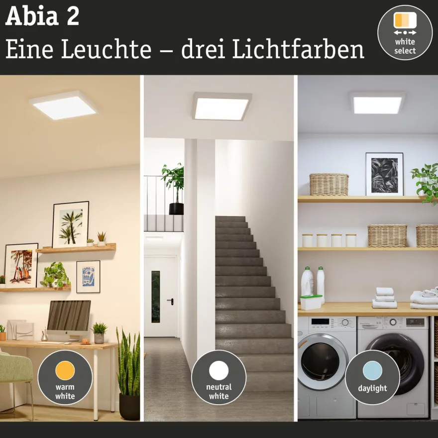 LED-paneeli Paulmann Abia 2 White Select hämäräohjatulla liiketunnistimella 2700-4000K, eri vaihtoehtoja