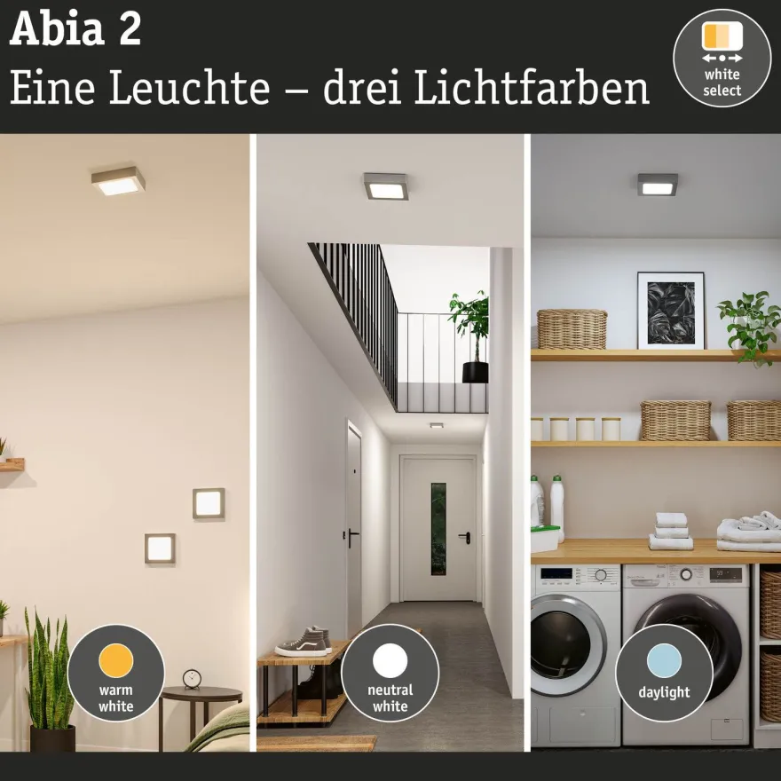 LED-paneeli Paulmann Abia 2 White Select hämäräohjatulla liiketunnistimella 2700-4000K, eri vaihtoehtoja