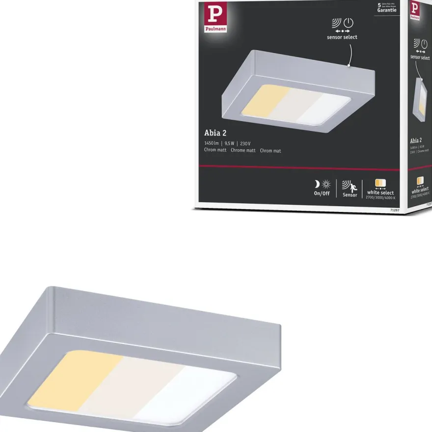 LED-paneeli Paulmann Abia 2 White Select hämäräohjatulla liiketunnistimella 2700-4000K, eri vaihtoehtoja