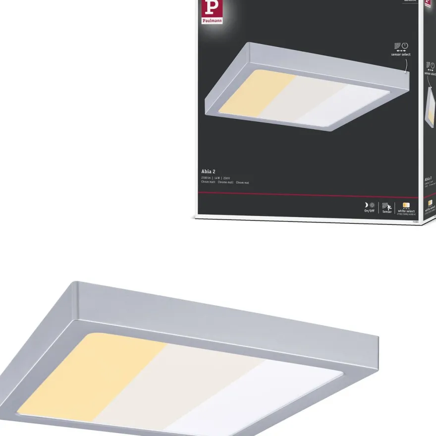 LED-paneeli Paulmann Abia 2 White Select hämäräohjatulla liiketunnistimella 2700-4000K, eri vaihtoehtoja