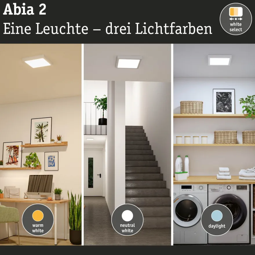 LED-paneeli Paulmann Abia 2 White Select hämäräohjatulla liiketunnistimella 2700-4000K, eri vaihtoehtoja