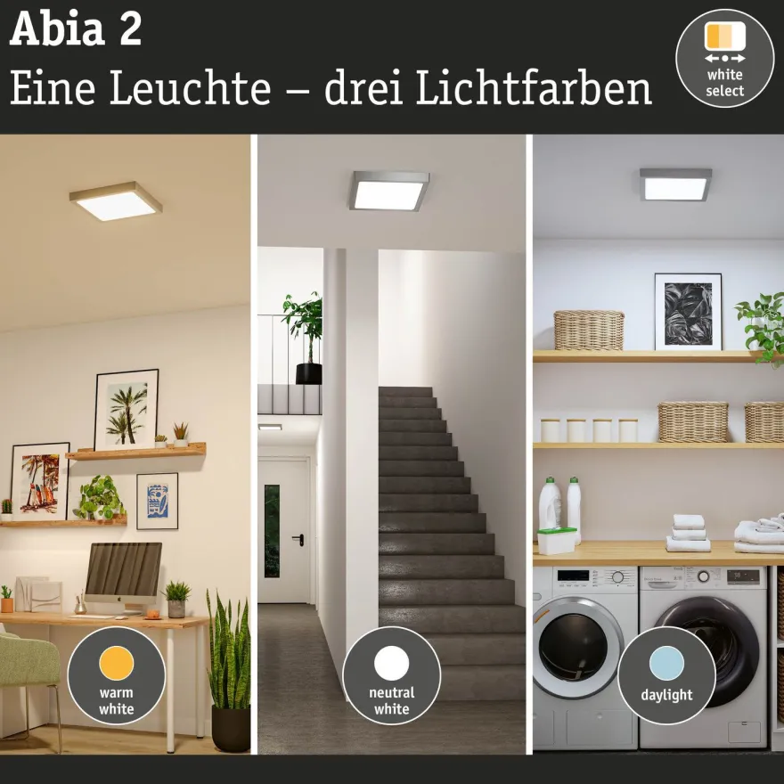 LED-paneeli Paulmann Abia 2 White Select hämäräohjatulla liiketunnistimella 2700-4000K, eri vaihtoehtoja
