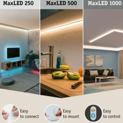 LED-valonauha Paulmann MaxLED 250, aloituspakkaus, IP44, 240lm/m, 6500K, 24VA, eri kokoja