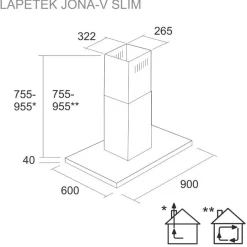 Liesituuletin Lapetek Jona Slim-V 90, saareke, musta