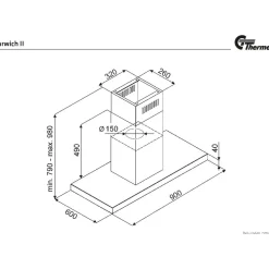 Liesituuletin Thermex Harwich II, 900mm, kattoon, moottorilla, rst