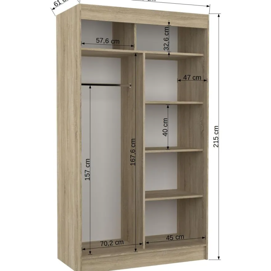Liukuovikaappi ADKR Batia 120, musta, valkoinen, musta