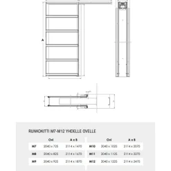Liukuovi seinän sisään Stella Pocket Door M8, laakaovi, 825x2040mm
