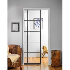 Liukuovi seinän sisään Stella Pocket Door M11, ristikko, 1125x2040mm, musta
