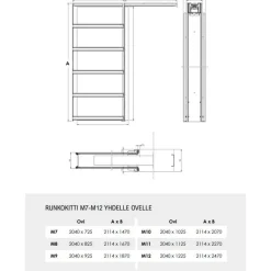 Liukuovi seinän sisään Stella Pocket Door M11, ristikko, 1125x2040mm, valkoinen
