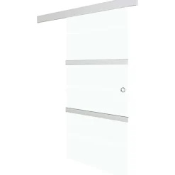 Liukuovi soft-stopeilla ESG-lasi ja alumiini, 76x205 cm, huurrelasi raidoilla
