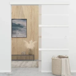 Liukuovi soft-stopeilla ESG-lasi ja alumiini 90x205, 2x lattiaohjain