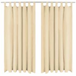 Mikro-satiiniverhot silmukoilla 2 kpl 140x225 cm beige
