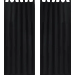 Mustat mikro-satiini verhot lenkeillä 2kpl 140 x 225 cm