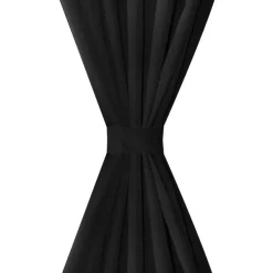 Mustat mikro-satiini verhot lenkeillä 2kpl 140 x 225 cm