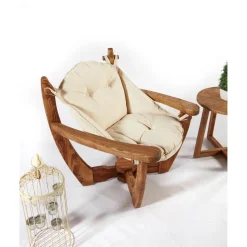 Nojatuoli Linento Garden Relax, kastanja, beige
